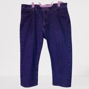 Wrangler regular fit comfort flex waistband Denim dark blue jeans Men size 38x30